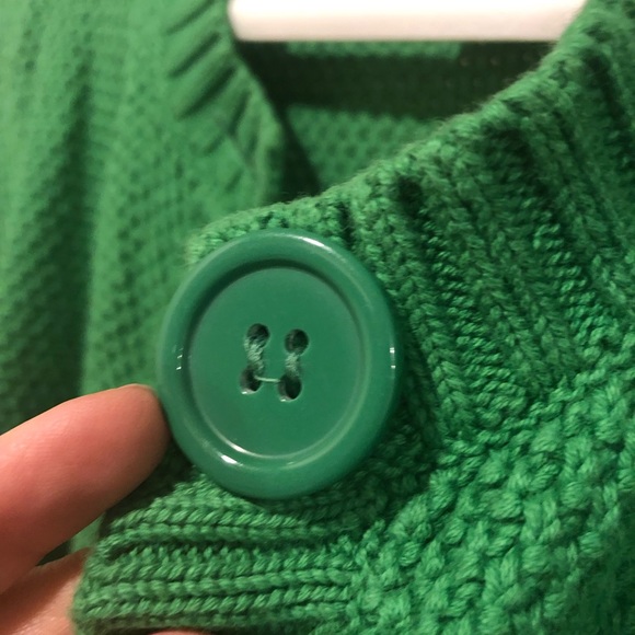 LL Bean XS Green Button Cardigan 3/4 length sleeve - Picture 3 of 7